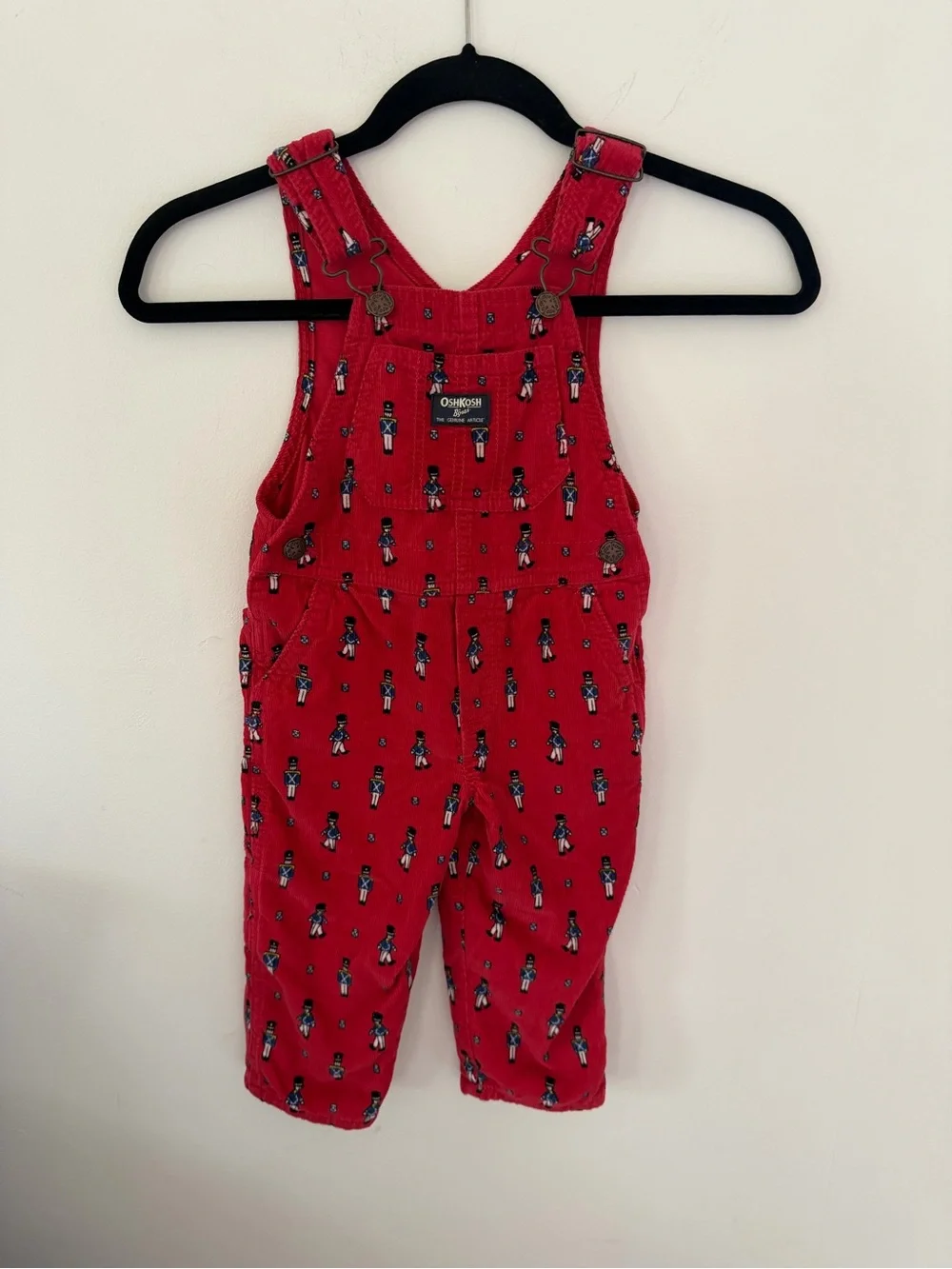 OshKosh B'gosh Red Toddler Overalls with Soldier Print 2T